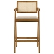 Pemberly Row Solid Wood Bar Stool in Upholstered Seat Light Walnut