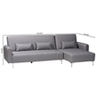 Pemberly Row Slate Gray Fabric Upholstered Convertible Sleeper Sofa