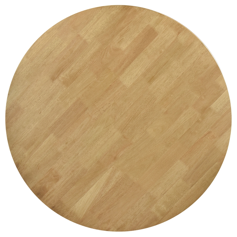Pemberly Row Mid-Century Round Solid Wood Dining Table Light Walnut