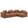 Pemberly Row Fabric Upholstered Tight Back Armless Chair Terracotta