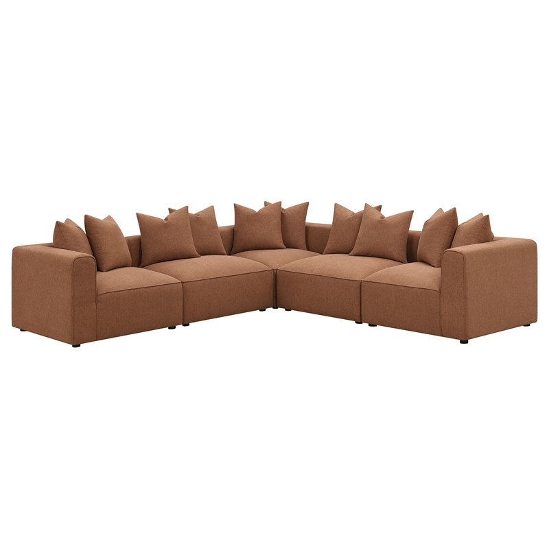 Pemberly Row Fabric Upholstered Tight Back Armless Chair Terracotta
