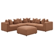 Pemberly Row Fabric Upholstered Tight Back Armless Chair Terracotta