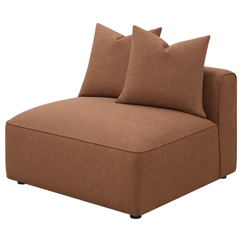 Pemberly Row Fabric Upholstered Tight Back Armless Chair Terracotta