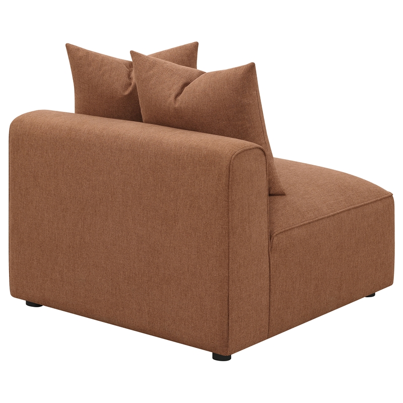 Pemberly Row Fabric Upholstered Tight Back Armless Chair Terracotta