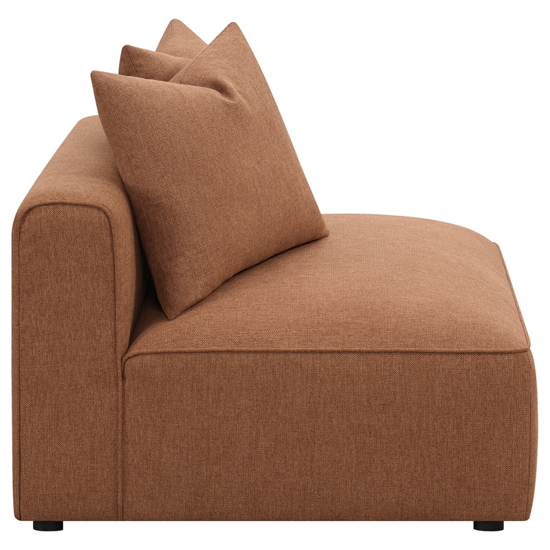 Pemberly Row Fabric Upholstered Tight Back Armless Chair Terracotta