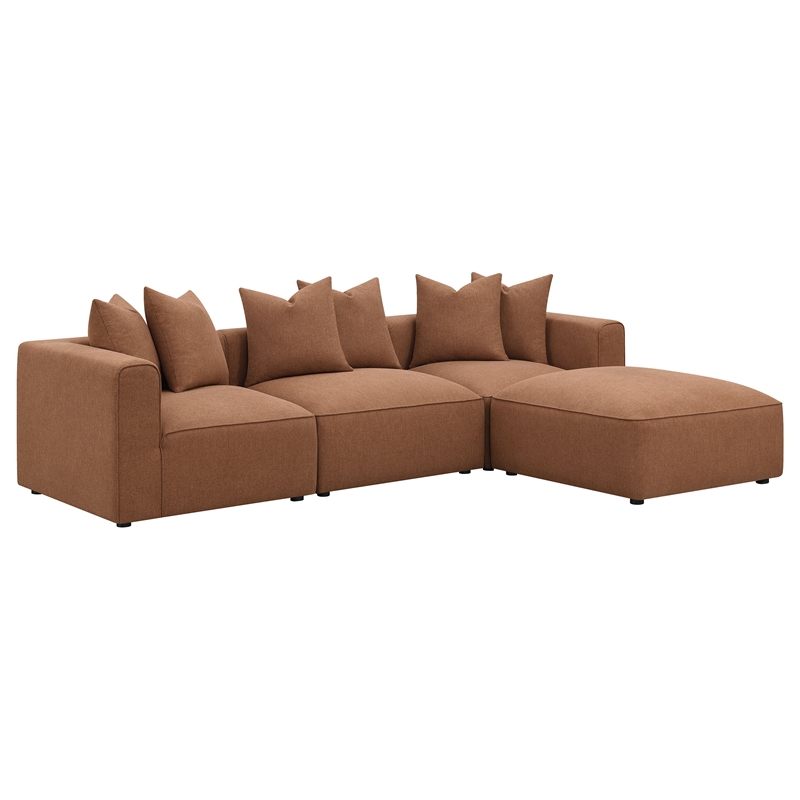 Pemberly Row Fabric Upholstered Tight Back Armless Chair Terracotta