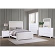 Pemberly Row Upholstered Wood Queen Panel Bed Pearl White and Beige