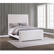 Pemberly Row Upholstered Wood Queen Panel Bed Pearl White and Beige