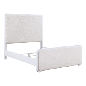 Pemberly Row Upholstered Wood Queen Panel Bed Pearl White and Beige