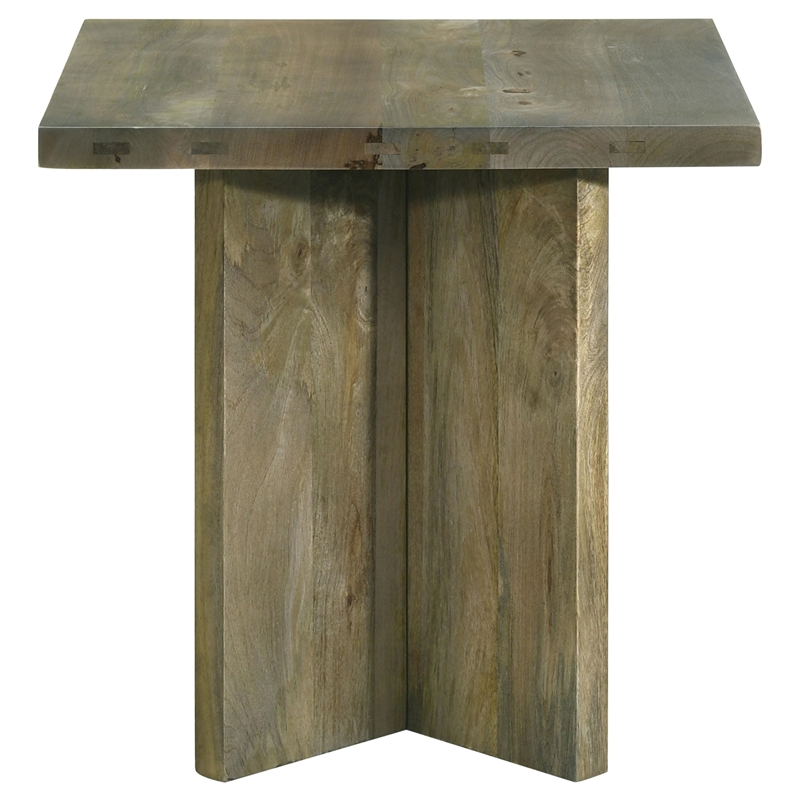 Pemberly Row Farmhouse Rectangular Solid Wood End Table Mango Brown