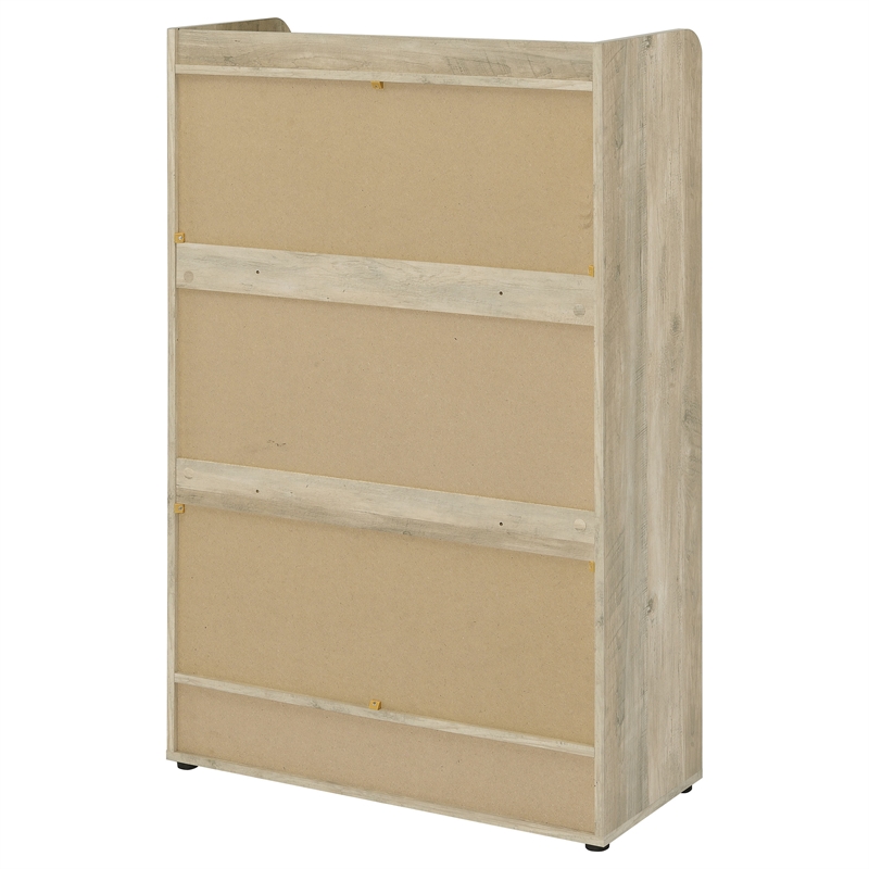 Pemberly Row 3-tier Wood Shoe Storage Cabinet Antique Pine and Gray