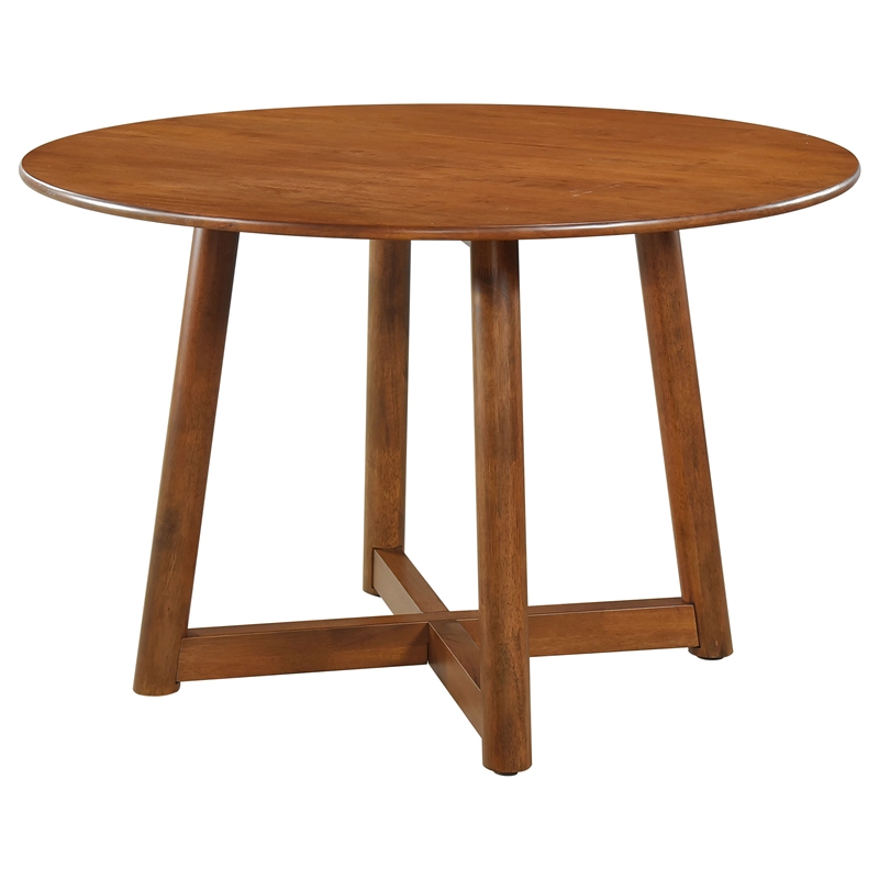 Pemberly Row Mid-Century 5-piece Round Solid Wood Dining Set Walnut
