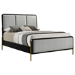 Pemberly Row Eastern King Bed with Fabric Upholstered Headboard Black and Gray
