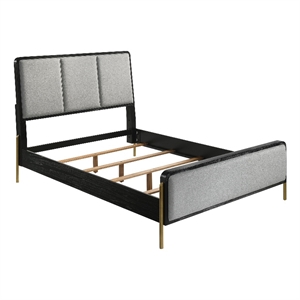 Pemberly Row Eastern King Bed with Fabric Upholstered Headboard Black and Gray
