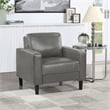 Pemberly Row Faux Leather Upholstered Track Arm Faux Leather Accent Chair Gray