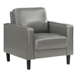 Pemberly Row Faux Leather Upholstered Track Arm Faux Leather Accent Chair Gray