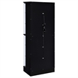 Pemberly Row Wood Display Case Curio Cabinet with LED Lighting Black High Gloss