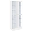 Pemberly Row Wood Display Case Curio Cabinet with LED Lighting White High Gloss