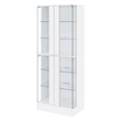 Pemberly Row Wood Display Case Curio Cabinet with LED Lighting White High Gloss