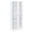 Pemberly Row Wood Display Case Curio Cabinet with LED Lighting White High Gloss