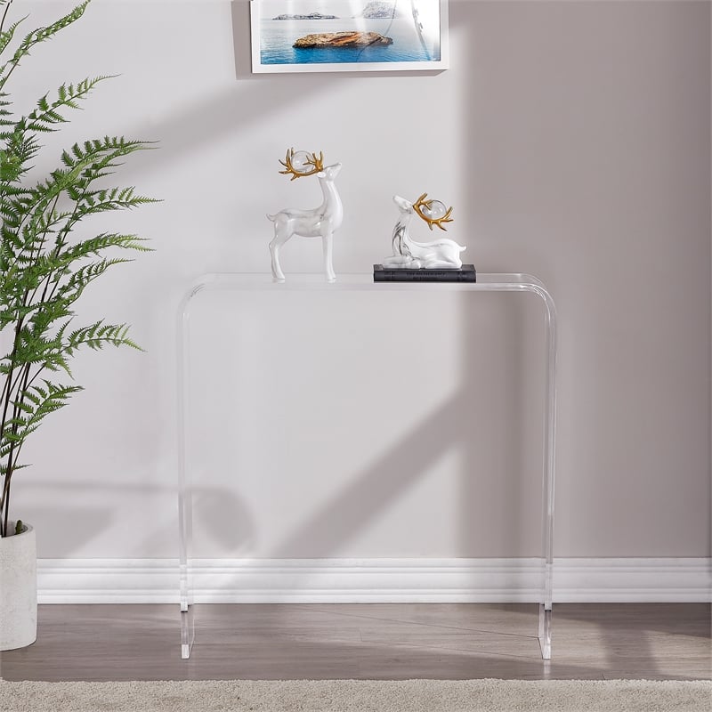 Pemberly Row Contemporary Acrylic Clear Ruffner Console Table