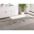 Pemberly Row Modern Tufted Metal Bench in White Faux Leather