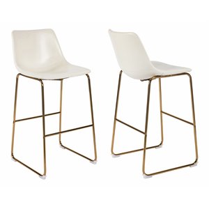 Pemberly Row 29.5&quot Faux Leather Bar Stools in White (Set of 2)