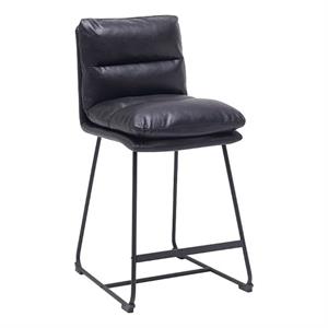 Pemberly Row 26&quot Counter Stool in Black Faux Leather (Set of 2)