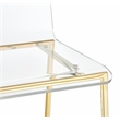 Pemberly Row Silver Orchid Lind Acrylic Low Back Counter Stool In Gold