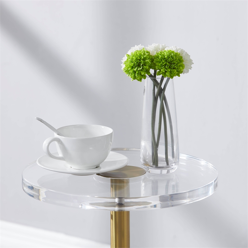 Pemberley Row Acrylic Clear Side Table Round Handcrafted 12