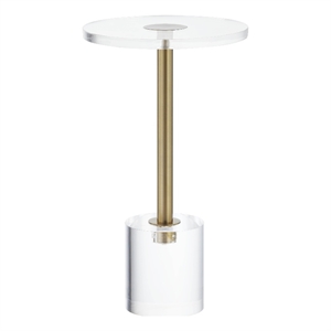 Pemberly Row Clear Plastic/Acrylic Martini End Table with Gold Accents