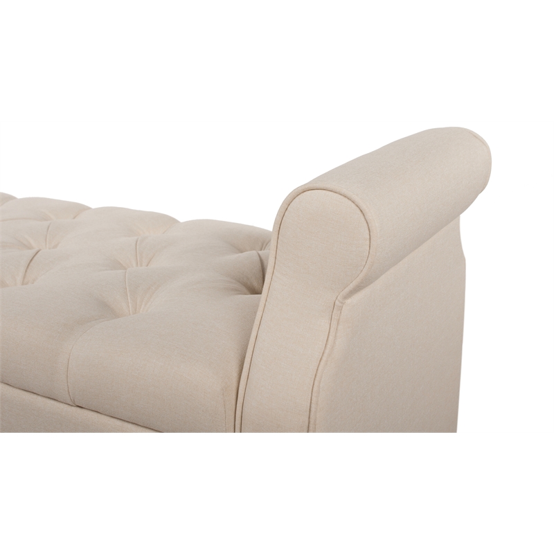 Pemberly Row Modern Tufted Roll Arm Storage Bench Sky Neutral