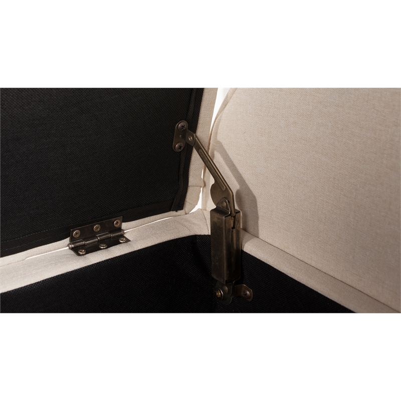 Pemberly Row Modern Tufted Roll Arm Storage Bench Sky Neutral