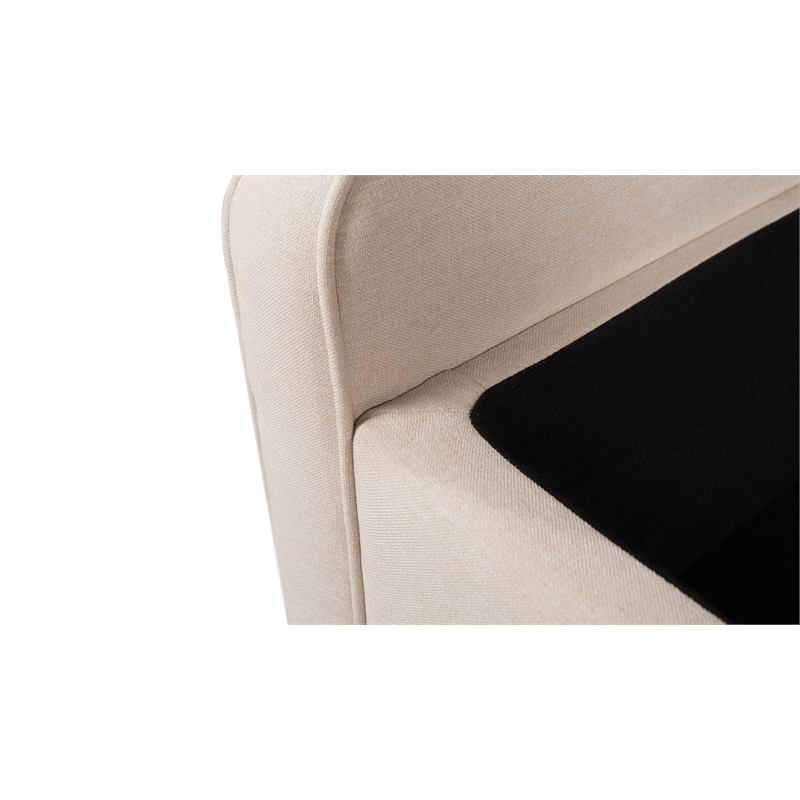 Pemberly Row Modern Tufted Roll Arm Storage Bench Sky Neutral