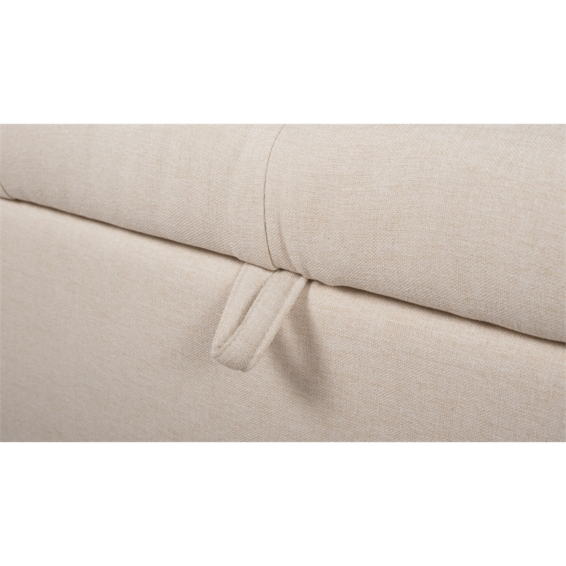 Pemberly Row Modern Tufted Roll Arm Storage Bench Sky Neutral