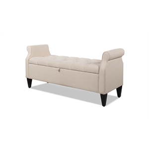 Pemberly Row Modern Tufted Roll Arm Storage Bench Sky Neutral