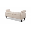 Pemberly Row Modern Tufted Roll Arm Storage Bench Sky Neutral
