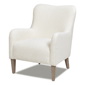 Pemberly Row Modern 27.5&quot Curved Accent Chair Ivory White Boucle