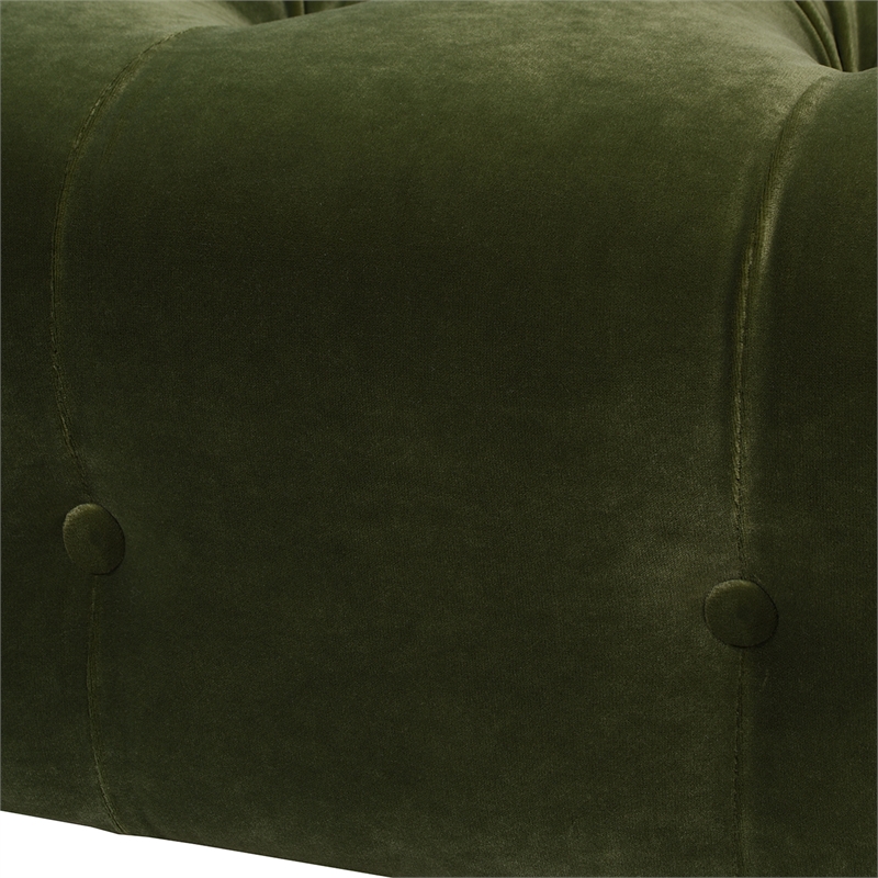 Pemberly Row Tufted Roll Arm Chaise Lounge Olive Green Velvet