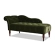 Pemberly Row Tufted Roll Arm Chaise Lounge Olive Green Velvet