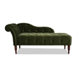 Pemberly Row Tufted Roll Arm Chaise Lounge Olive Green Velvet