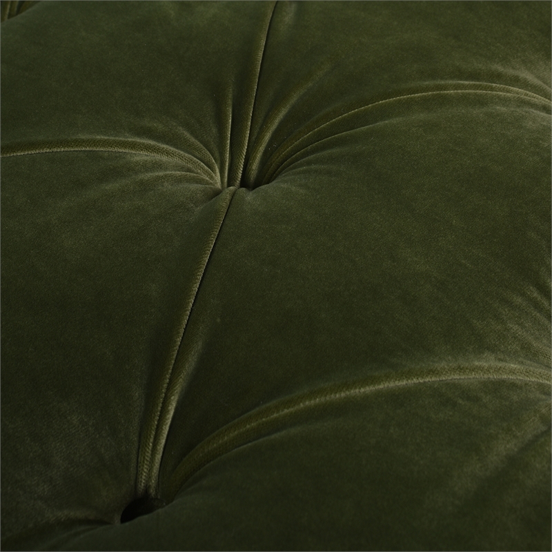Pemberly Row Tufted Roll Arm Chaise Lounge Olive Green Velvet
