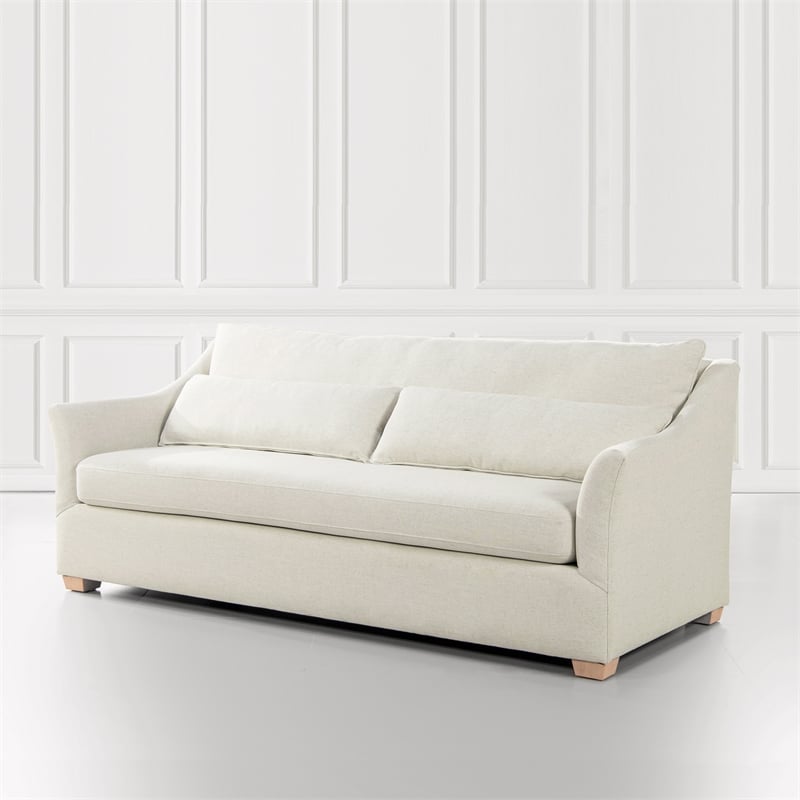 Pemberly Row Modern Fabric Sofa with Flared Arm in Flax White