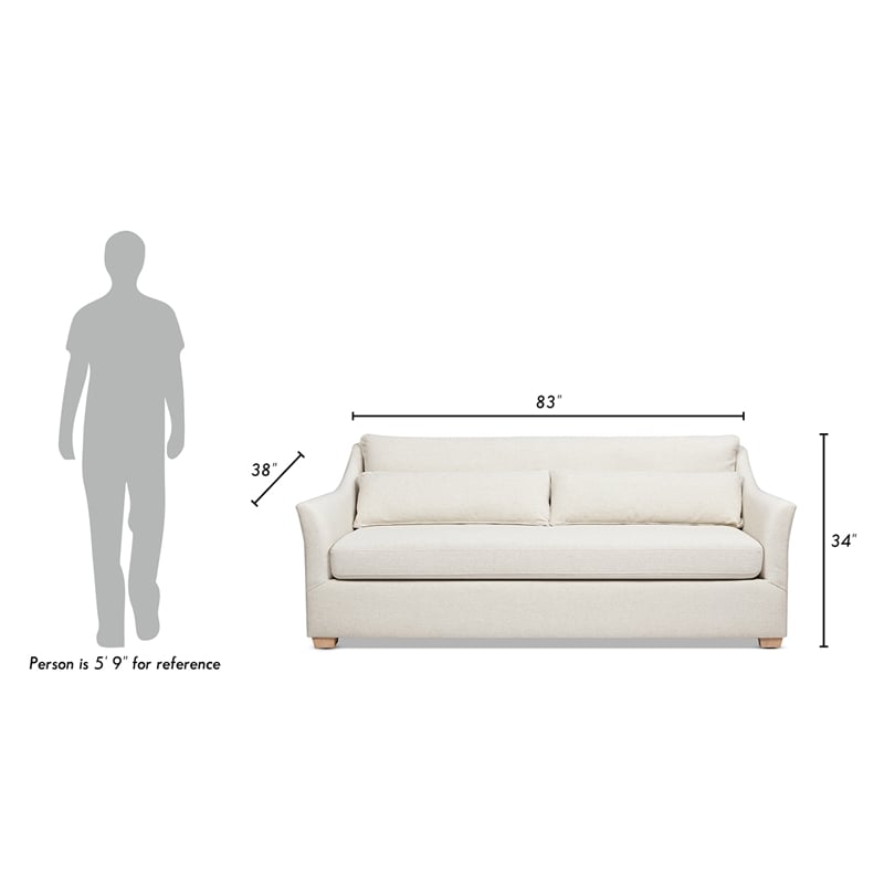 Pemberly Row Modern Fabric Sofa with Flared Arm in Flax White