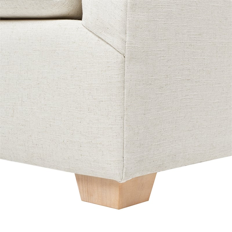 Pemberly Row Modern Fabric Sofa with Flared Arm in Flax White
