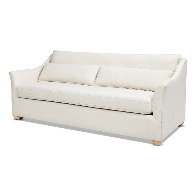 Pemberly Row Modern Fabric Sofa with Flared Arm in Flax White