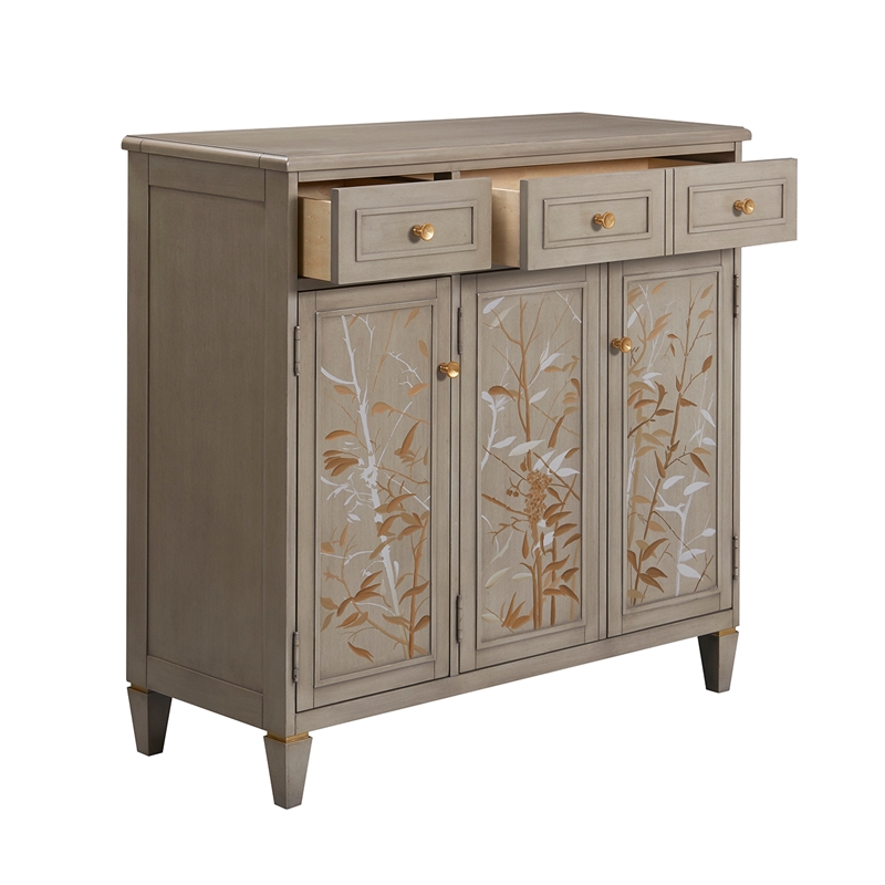 Pemberly Row Handpainted Entryway Storage Cabinet Grey Cashmere