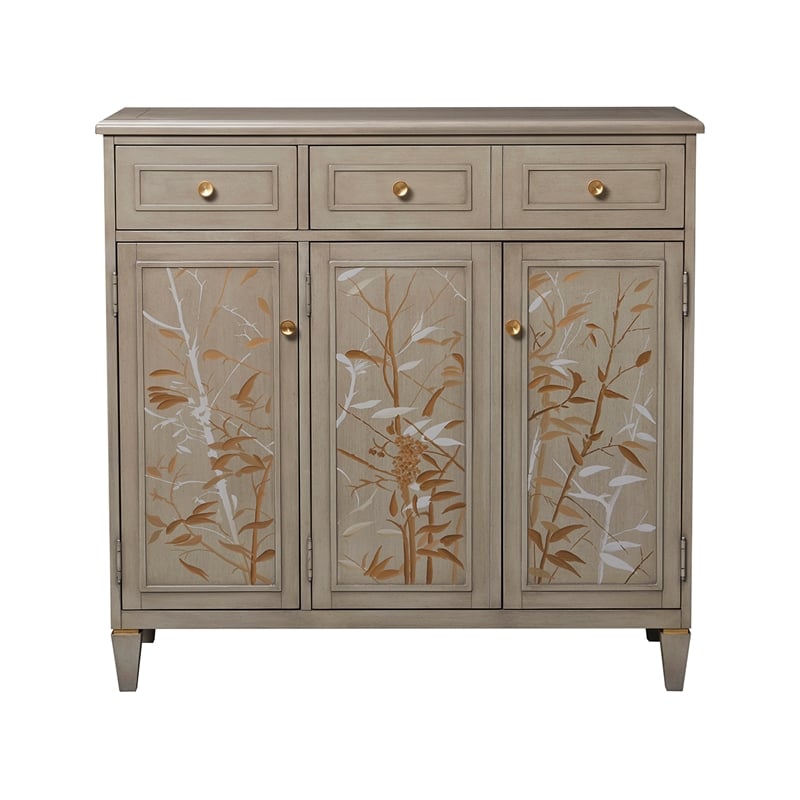 Pemberly Row Handpainted Entryway Storage Cabinet Grey Cashmere