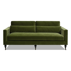 Pemberly Row 84&quot Track Arm Sofa with Caster Turn Legs Olive Green