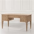 Pemberly Row Gold Accent 5-Drawer Wood Executive Desk Natural Brown Wood